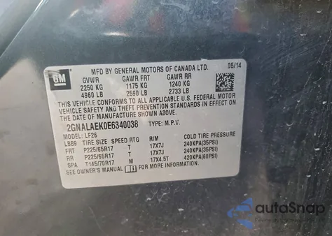 2014 Chevrolet Equinox Ls z USA, uszkodzony, nr VIN 2GNALAEK0E6340038